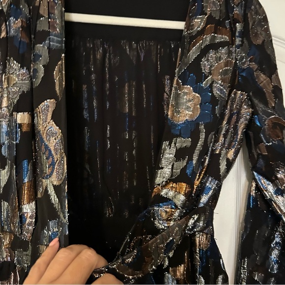 Ramy Brook Womens Jacquard Mini Dress Metallic Floral - Medium Shaina Dresz - Picture 6 of 15